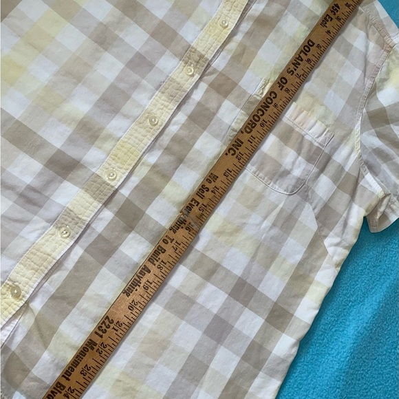 RYDERS by LEE plaid roll tab short sleeve button up butter yellow tan size XL - Picture 7 of 8